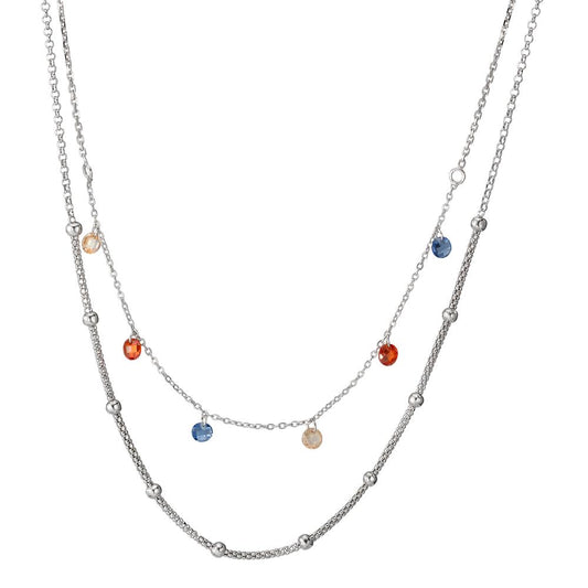 Collier Sølv Zirconia farverig , 5 Sten rhodineret 40-42 cm