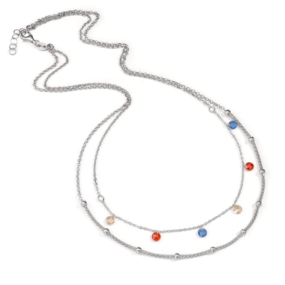 Collier Sølv Zirconia farverig , 5 Sten rhodineret 40-42 cm