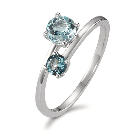 Ringe 375/9K hvidguld London Blue Topaz 2 Sten