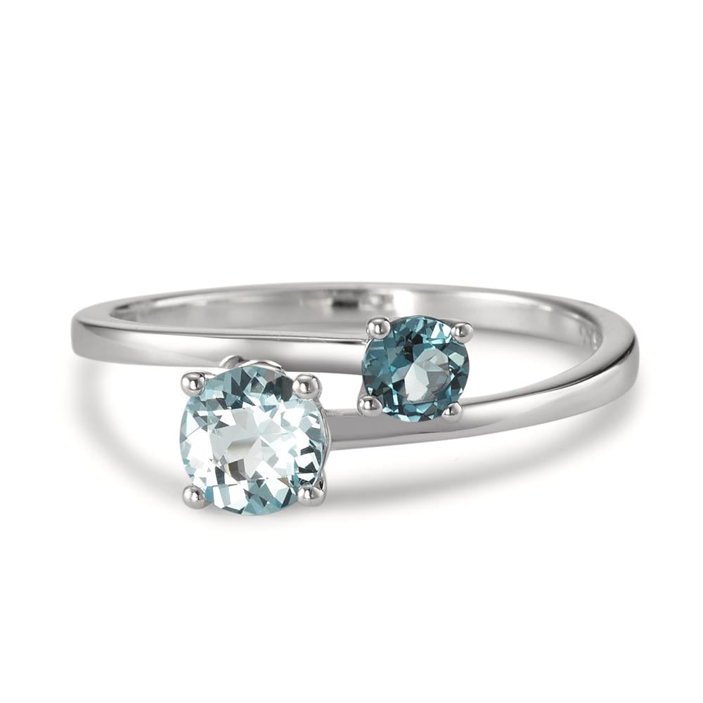 Ringe 375/9K hvidguld London Blue Topaz 2 Sten