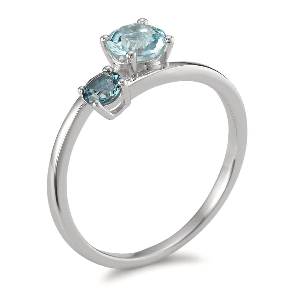 Ringe 375/9K hvidguld London Blue Topaz 2 Sten