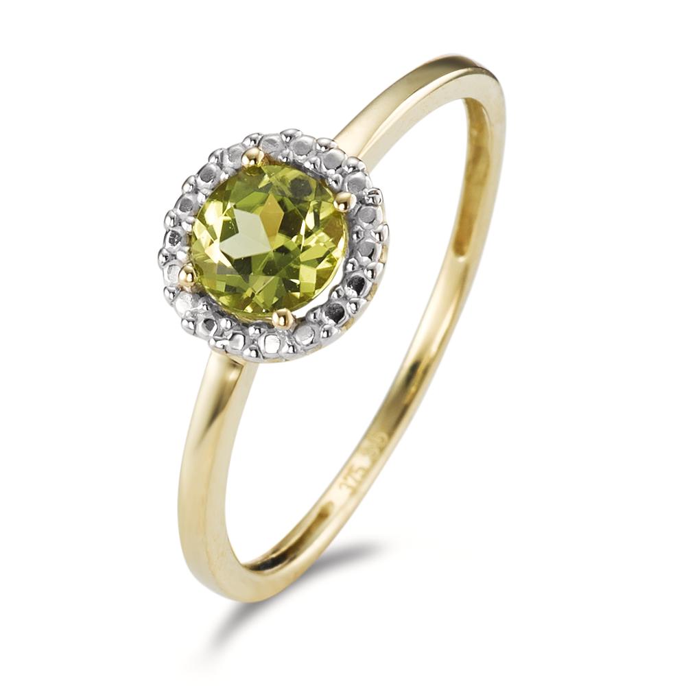 Fingerring 375/9K guld Peridot grøn tofarvet Ø7 mm