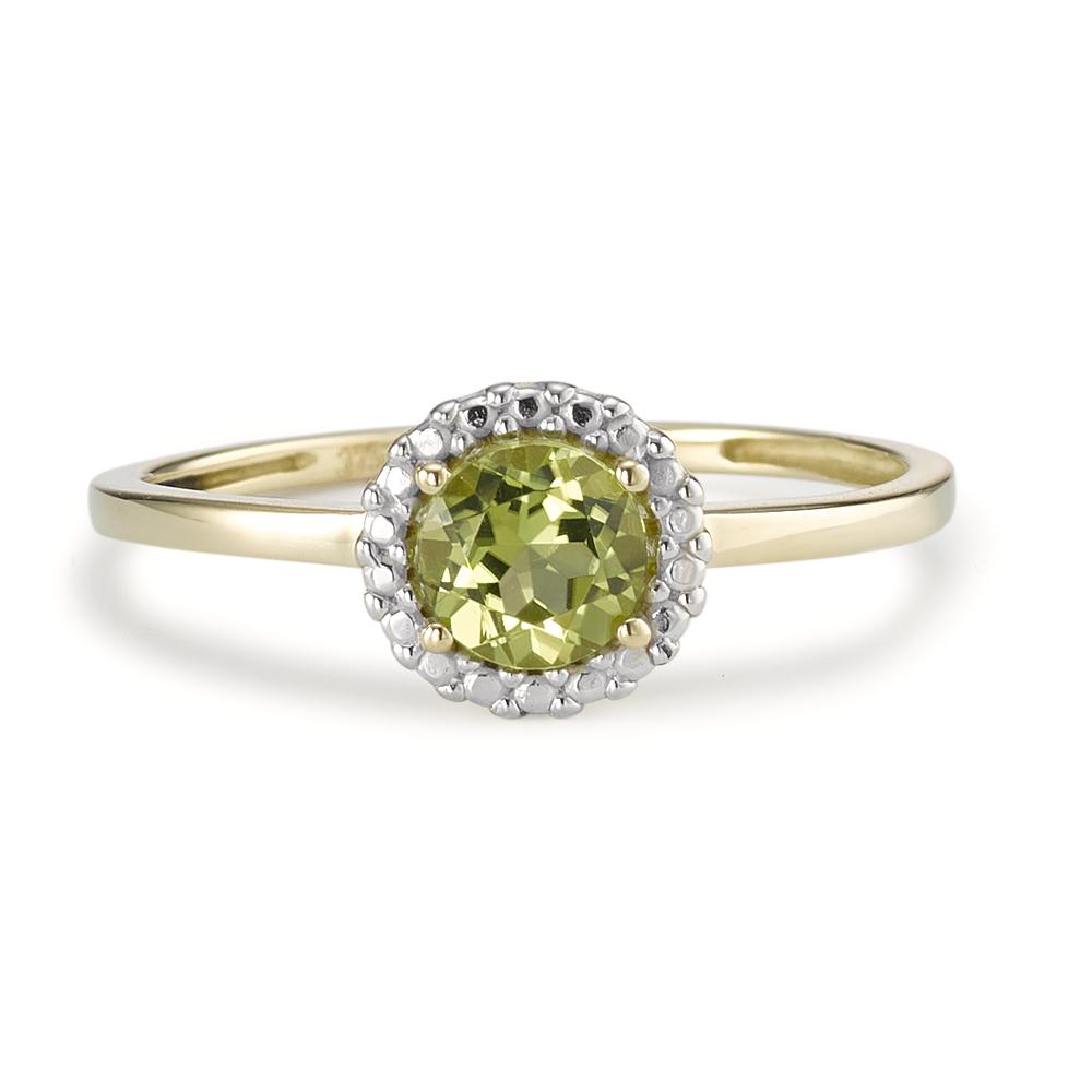 Fingerring 375/9K guld Peridot grøn tofarvet Ø7 mm