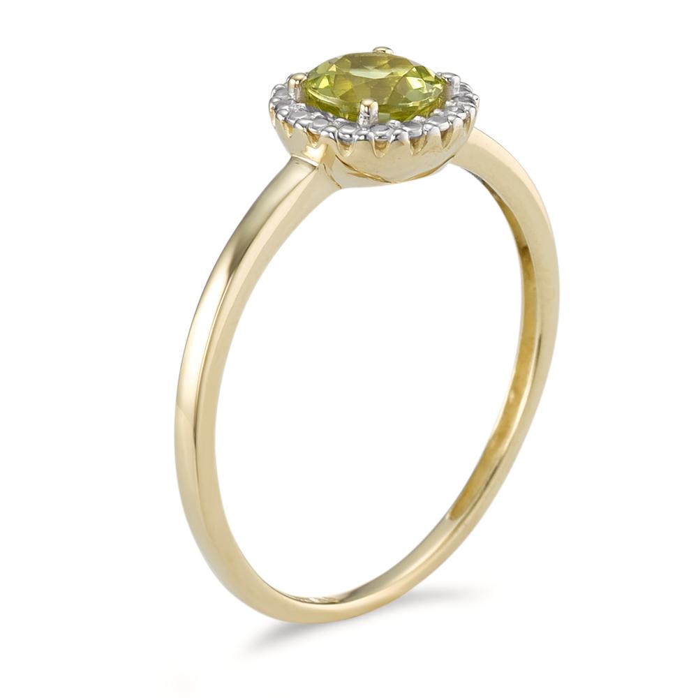 Fingerring 375/9K guld Peridot grøn tofarvet Ø7 mm