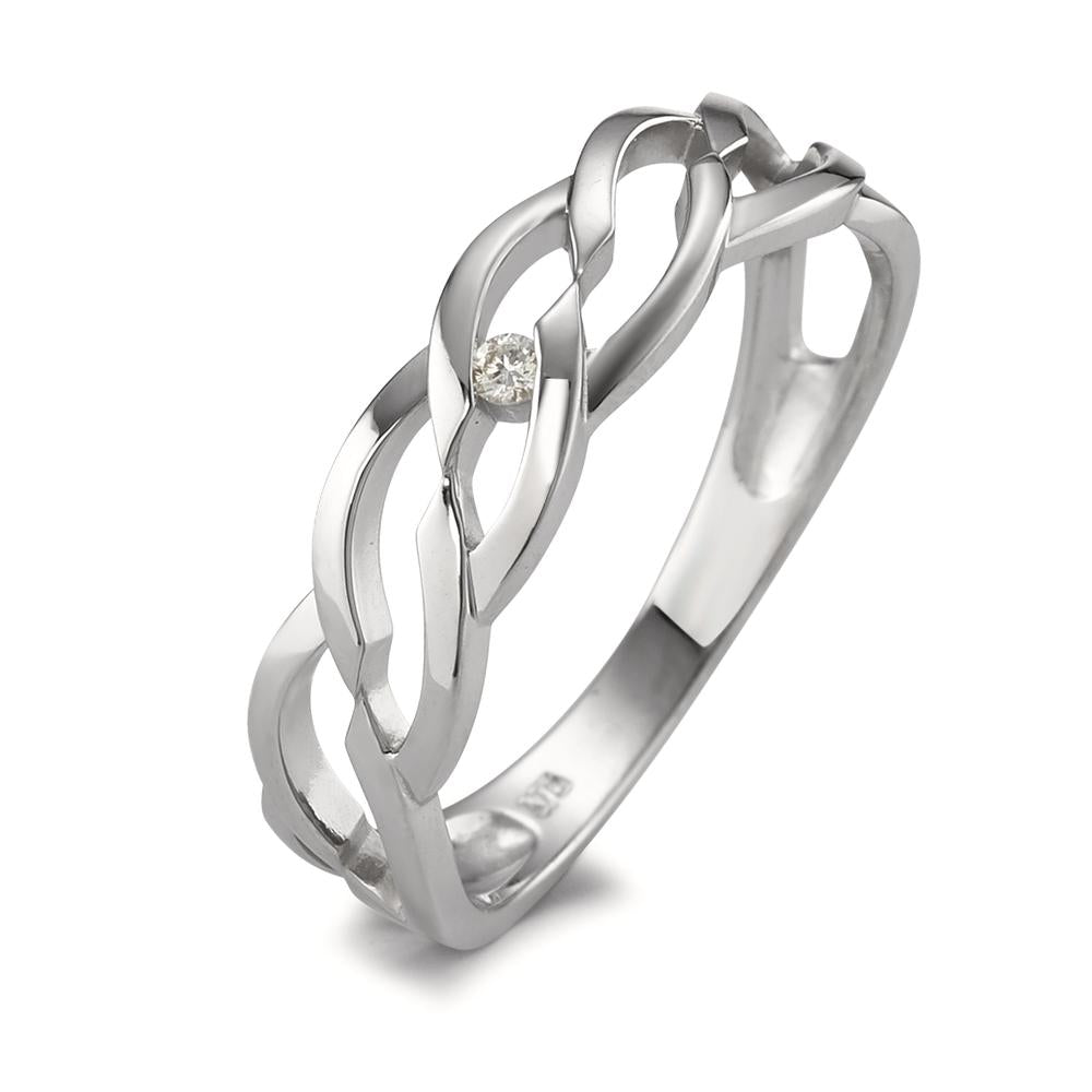 Fingerring 375/9K hvidguld Diamant 0.02 ct, [Brillant], w-si