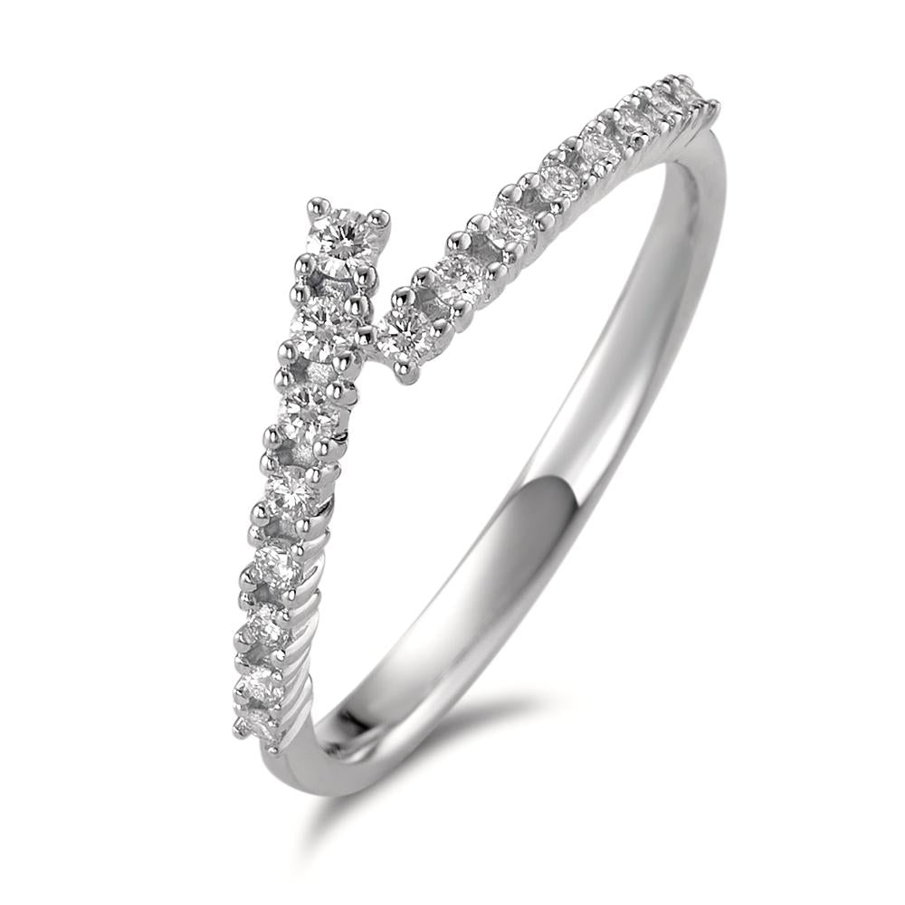 Fingerring 750/18K hvidguld Diamant 0.16 ct, 16 Sten , [Brillant], w-si