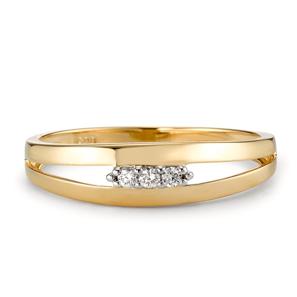 Fingerring 750/18K guld Diamant 0.05 ct, 3 Sten , [Brillant], w-si