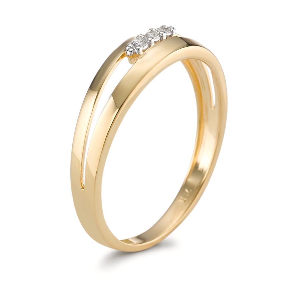 Fingerring 750/18K guld Diamant 0.05 ct, 3 Sten , [Brillant], w-si