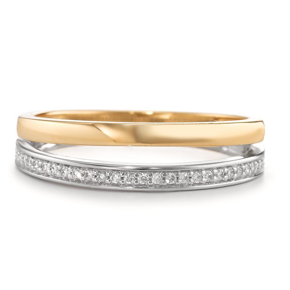 Fingerring 750/18K guld, 750/18K hvidguld Diamant 0.08 ct, 21 Sten , [Brillant], w-si