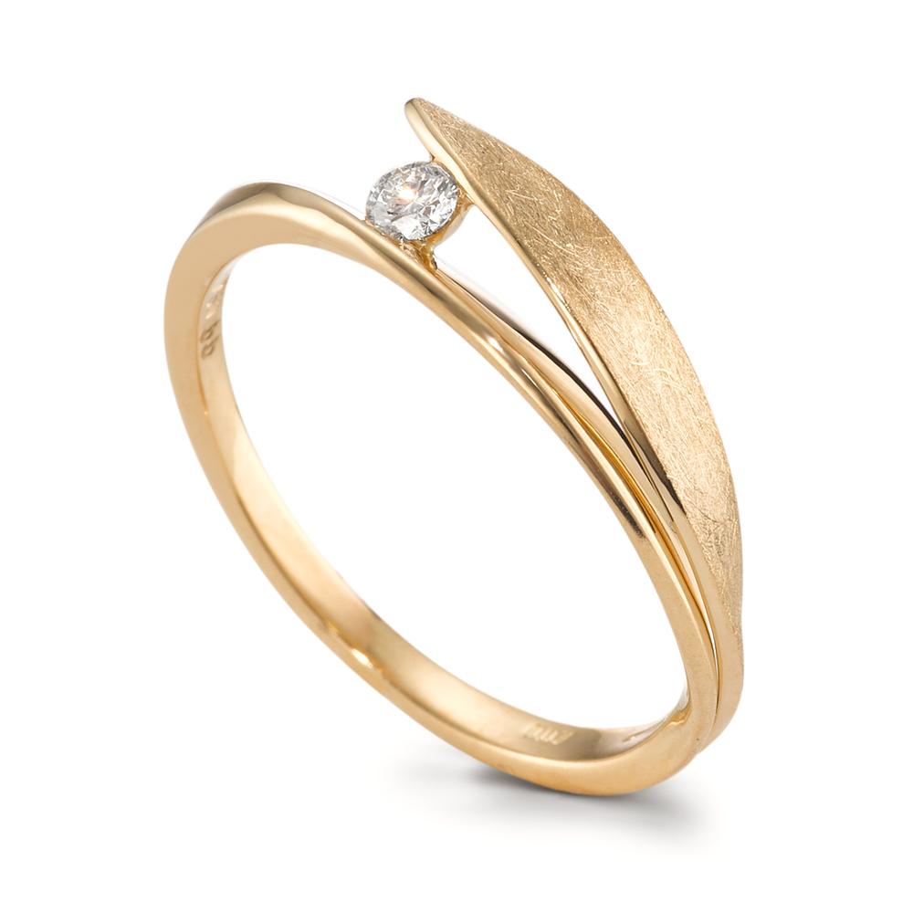 Fingerring 750/18K guld Diamant 0.07 ct, [Brillant], w-si