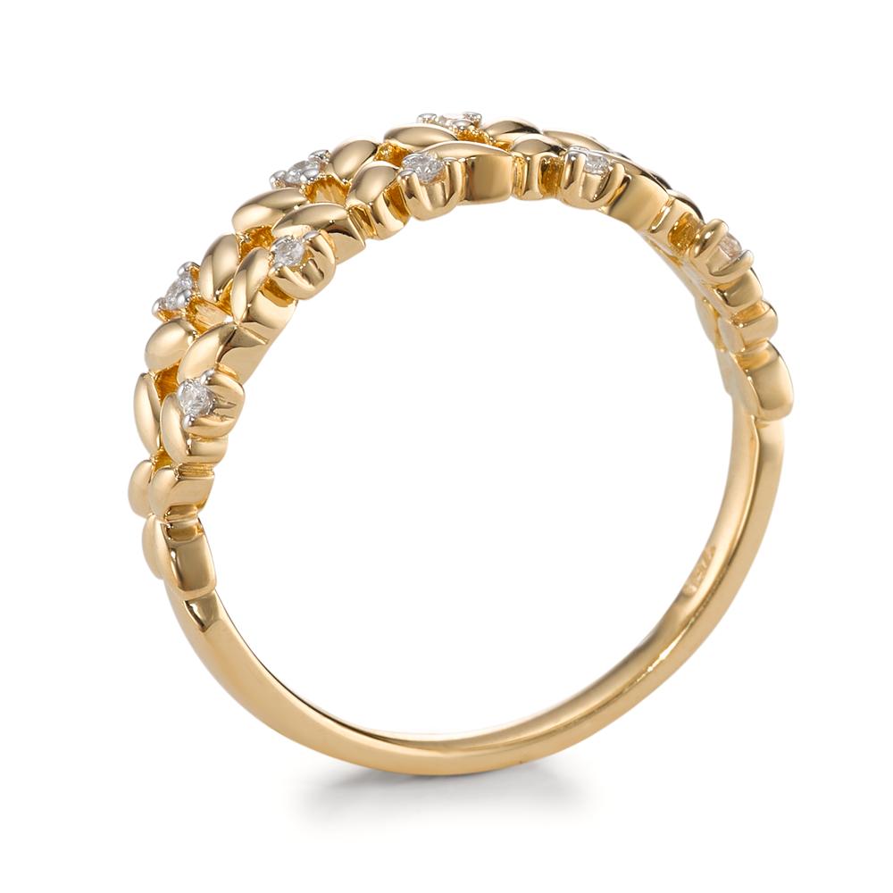 Fingerring 750/18K guld Diamant 0.05 ct, 9 Sten , [Brillant], w-si tofarvet