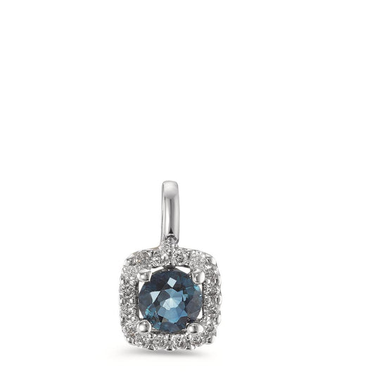 Vedhæng 750/18K hvidguld Safir blå, Diamant hvid , 0.07 ct, 12 Sten , w-si Ø6.5 mm