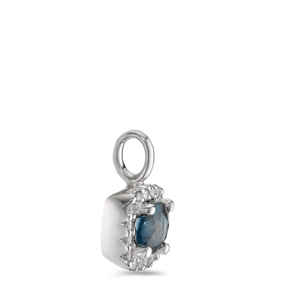 Vedhæng 750/18K hvidguld Safir blå, Diamant hvid , 0.07 ct, 12 Sten , w-si Ø6.5 mm