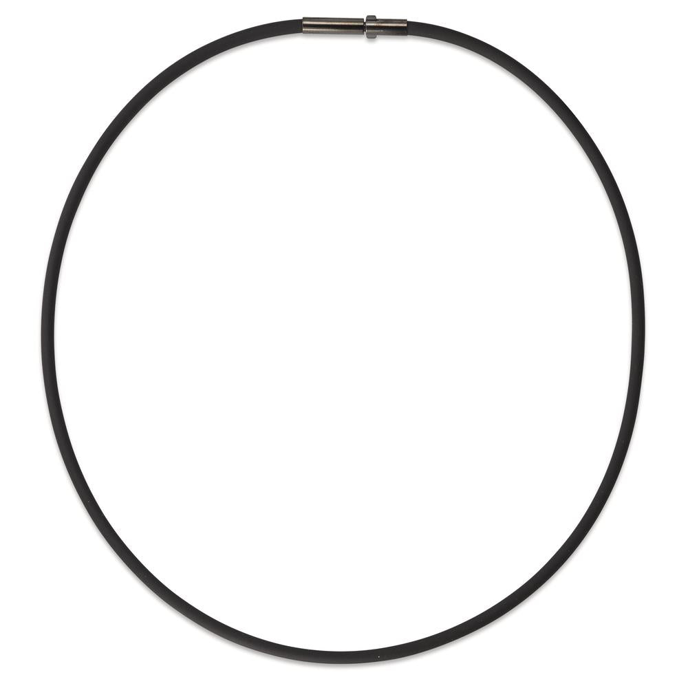 Collier Silikone, Rustfrit stål sort IP belagt 42 cm Ø3 mm