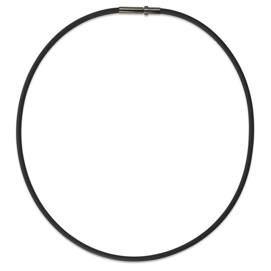 Collier Silikone, Rustfrit stål sort IP belagt 42 cm Ø3 mm