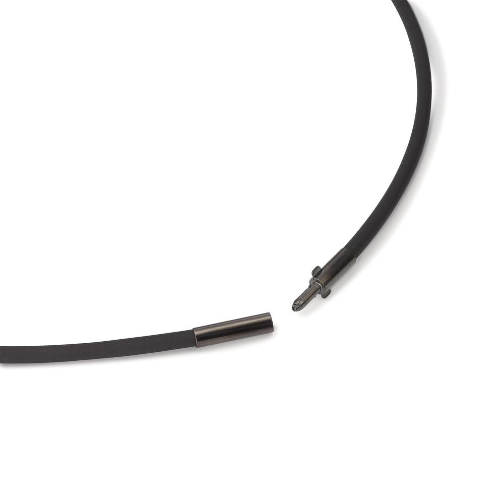 Collier Silikone, Rustfrit stål sort IP belagt 42 cm Ø3 mm