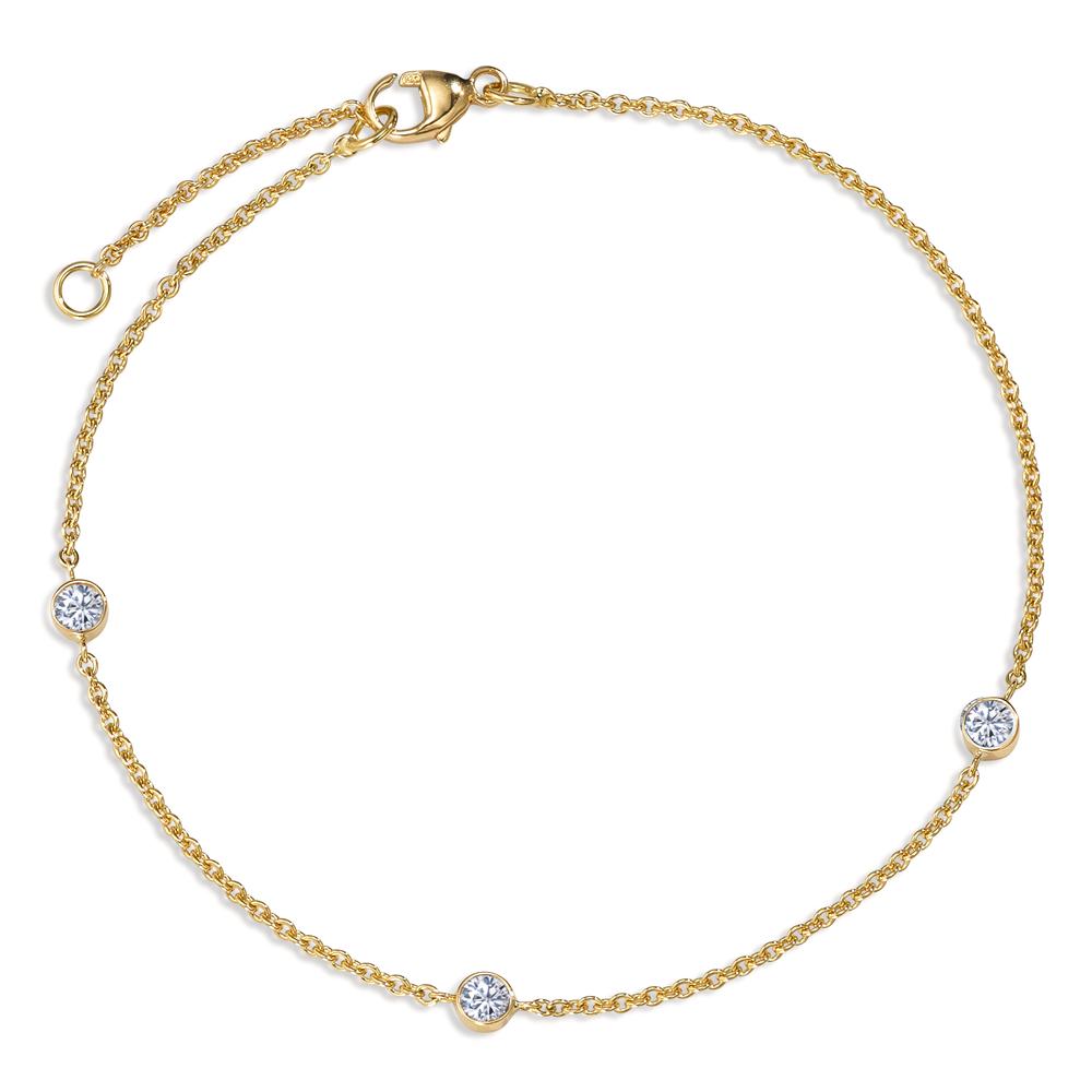 Armbånd 750/18K guld Diamant 0.18 ct, 3 Sten , w-si 16-18 cm