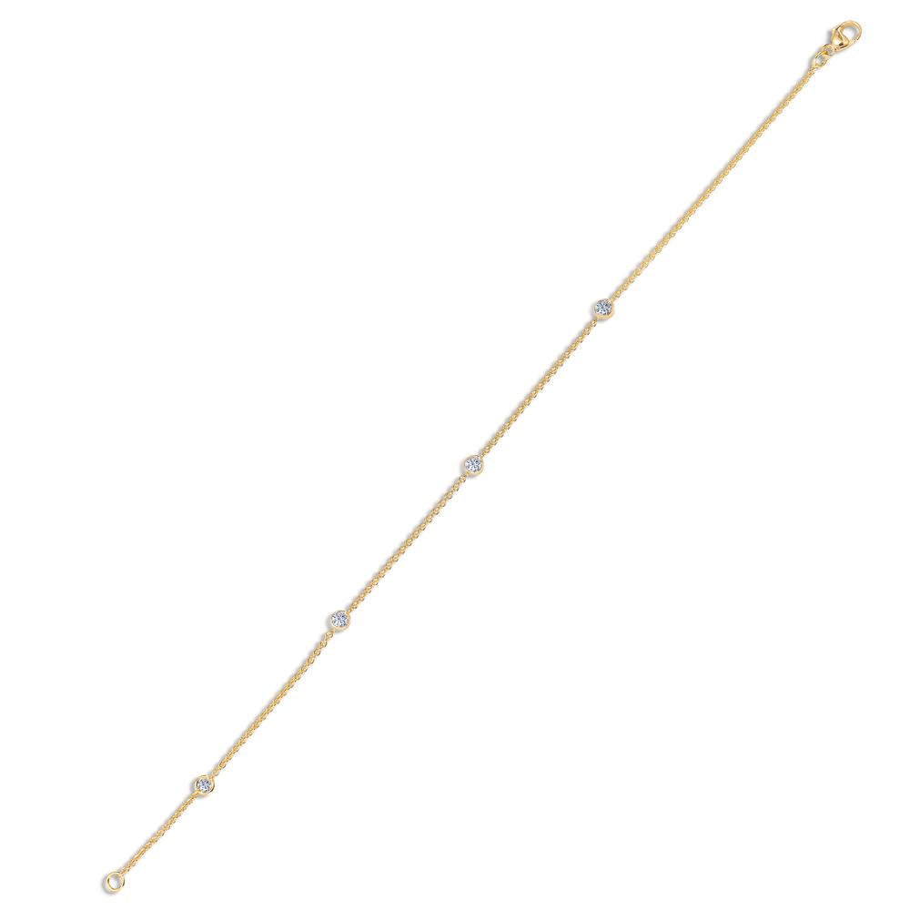 Armbånd 750/18K guld Diamant 0.18 ct, 3 Sten , w-si 16-18 cm