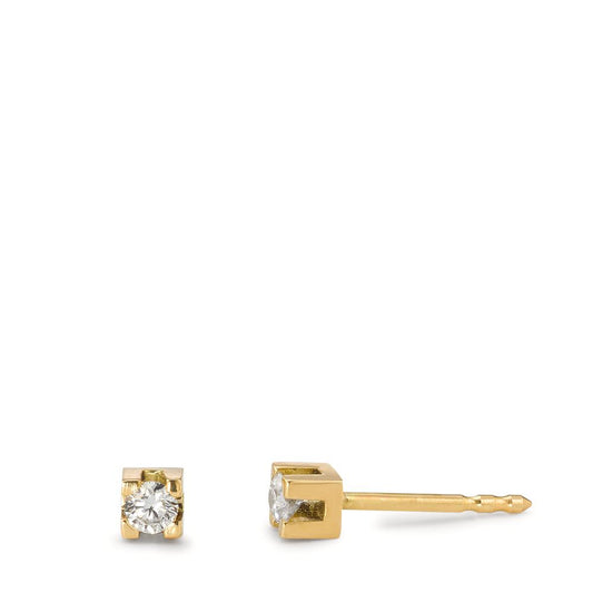 Ørestikker 750/18K guld Diamant 0.12 ct, 2 Sten , w-si Ø3 mm