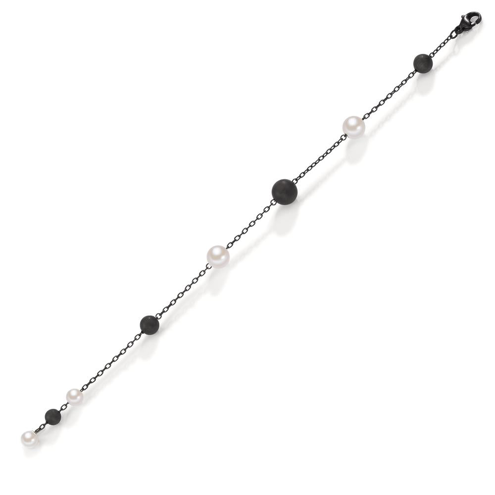 Armbånd Rustfrit stål, aluminium sort IP belagt Skalperle 17-18.5 cm Ø8 mm