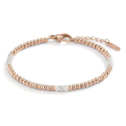 Armbånd Rustfrit stål rose IP belagt Skalperle 17-19 cm Ø3 mm