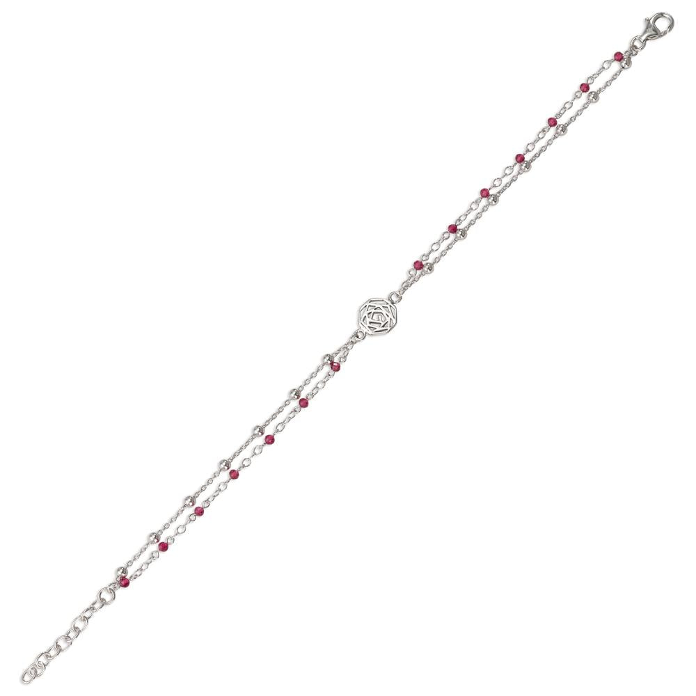 Armbånd Sølv Zirconia bordeaux , 14 Sten rhodineret Rose 17-19 cm