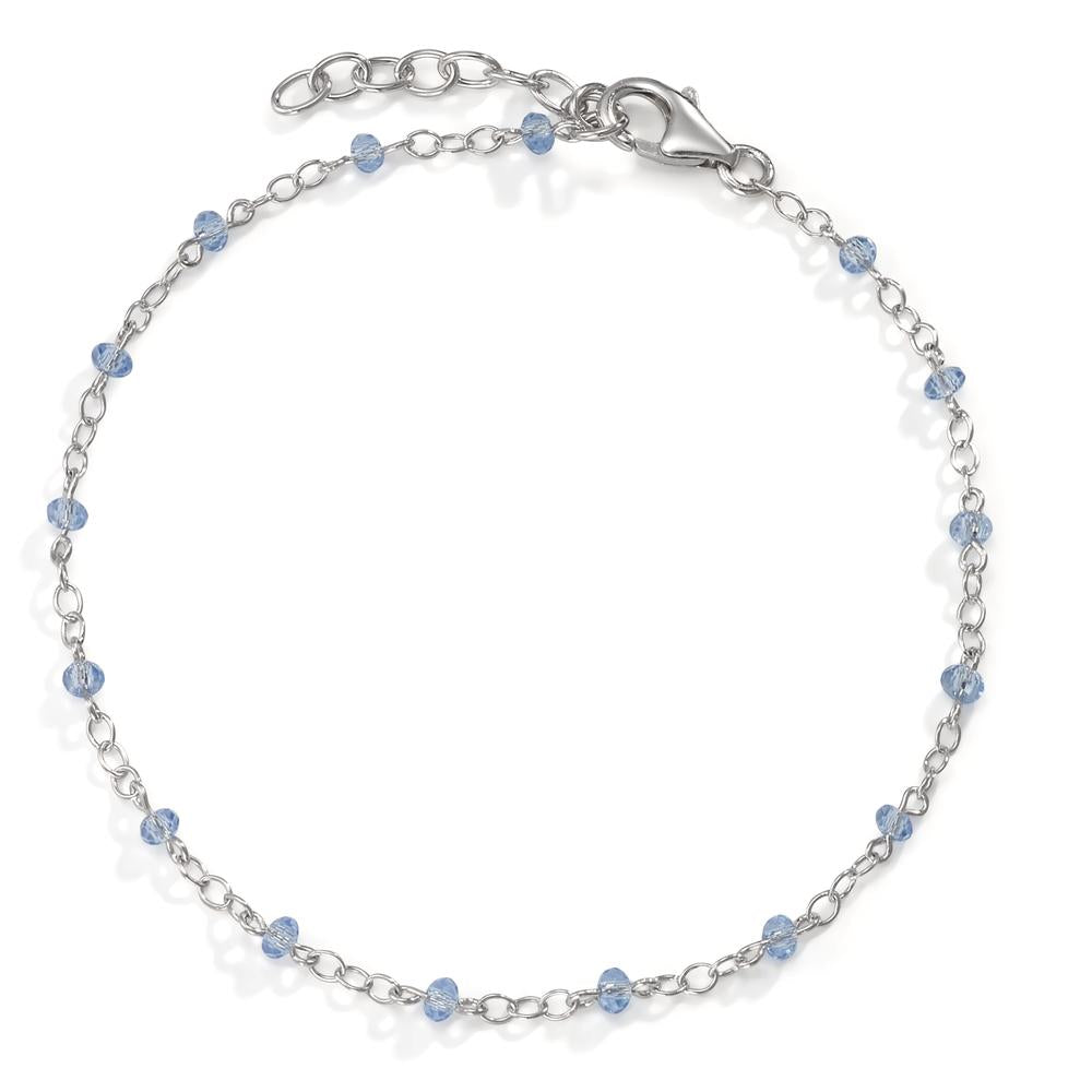 Armbånd Sølv Zirconia lyseblå, 16 Sten rhodineret 17.5-19.5 cm