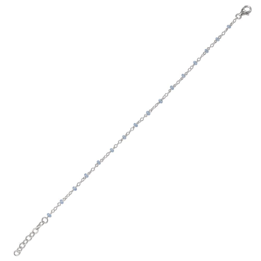 Armbånd Sølv Zirconia lyseblå, 16 Sten rhodineret 17.5-19.5 cm