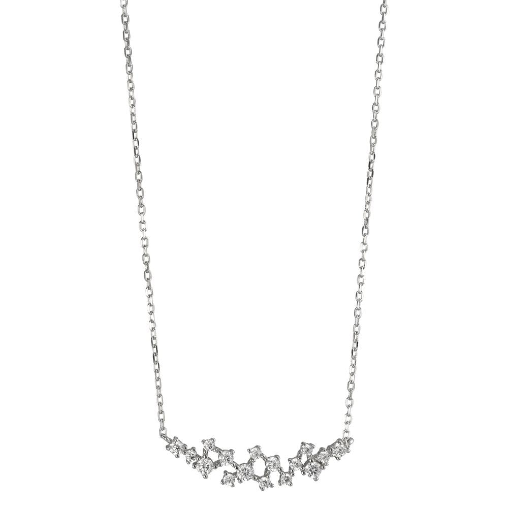 Collier Sølv Zirconia hvid , 16 Sten rhodineret 39-44 cm