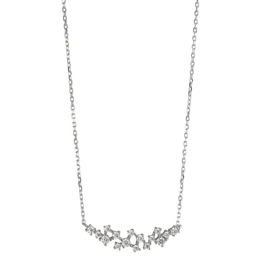 Collier Sølv Zirconia hvid , 16 Sten rhodineret 39-44 cm