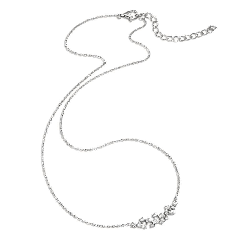 Collier Sølv Zirconia hvid , 16 Sten rhodineret 39-44 cm