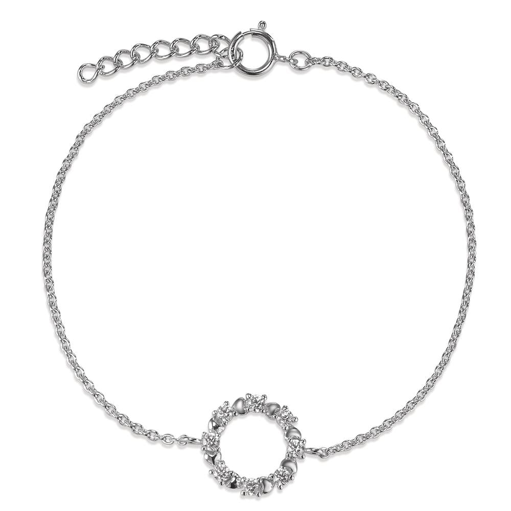 Armbånd Sølv Zirconia 8 Sten rhodineret 17-19 cm Ø11 mm