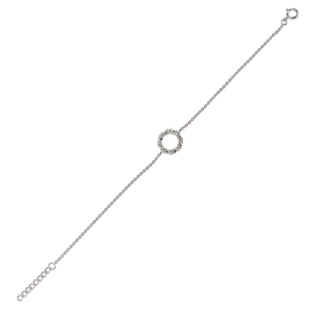 Armbånd Sølv Zirconia 8 Sten rhodineret 17-19 cm Ø11 mm