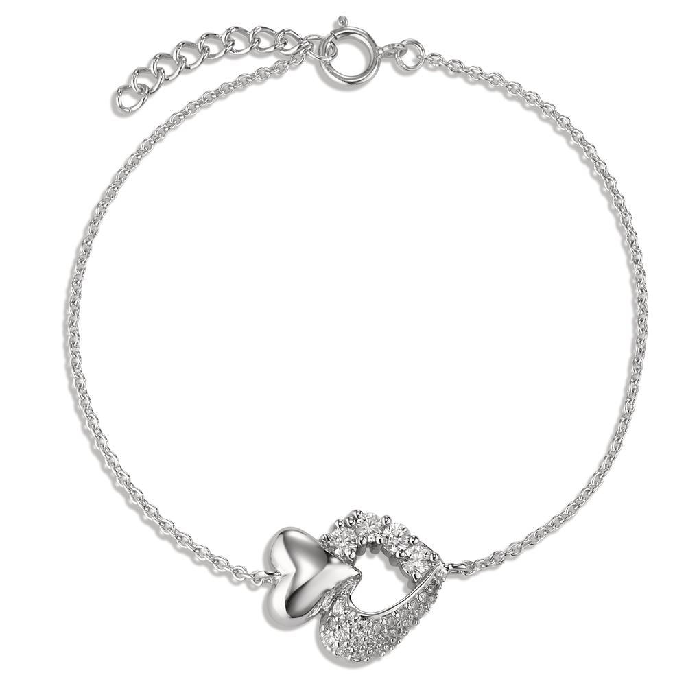 Armbånd Sølv Zirconia Hjerte 17-19 cm