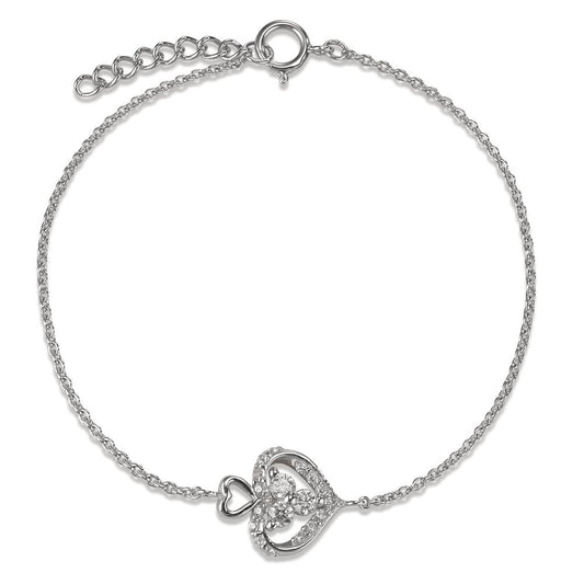 Armbånd Sølv Zirconia rhodineret Hjerte 17-19 cm