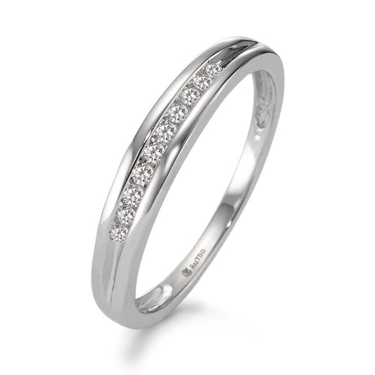 Memory ring 750/18K hvidguld Diamant 0.10 ct, 10 Sten , w-si