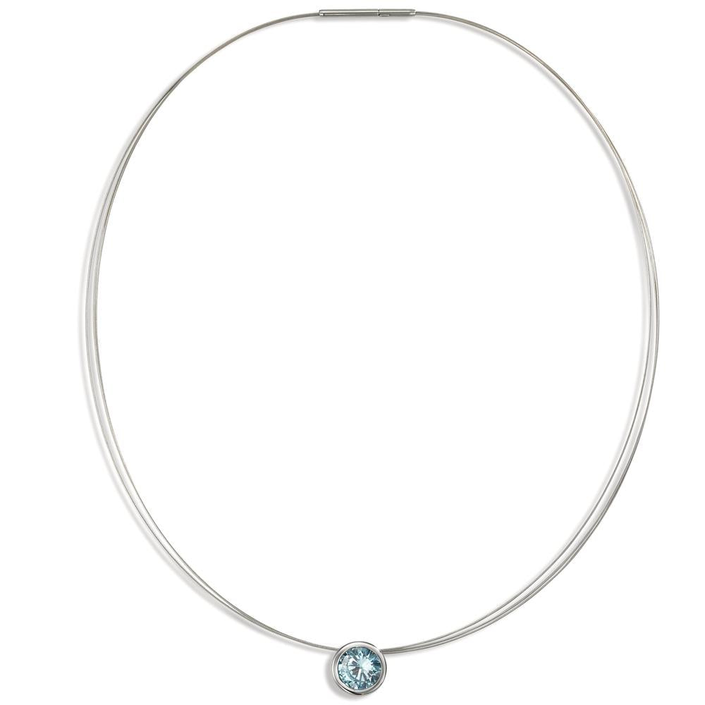 Collier Rustfrit stål Zirconia blå 42 cm Ø13 mm