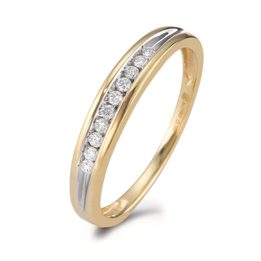 Fingerring 750/18K guld Diamant 0.10 ct, 10 Sten , w-si