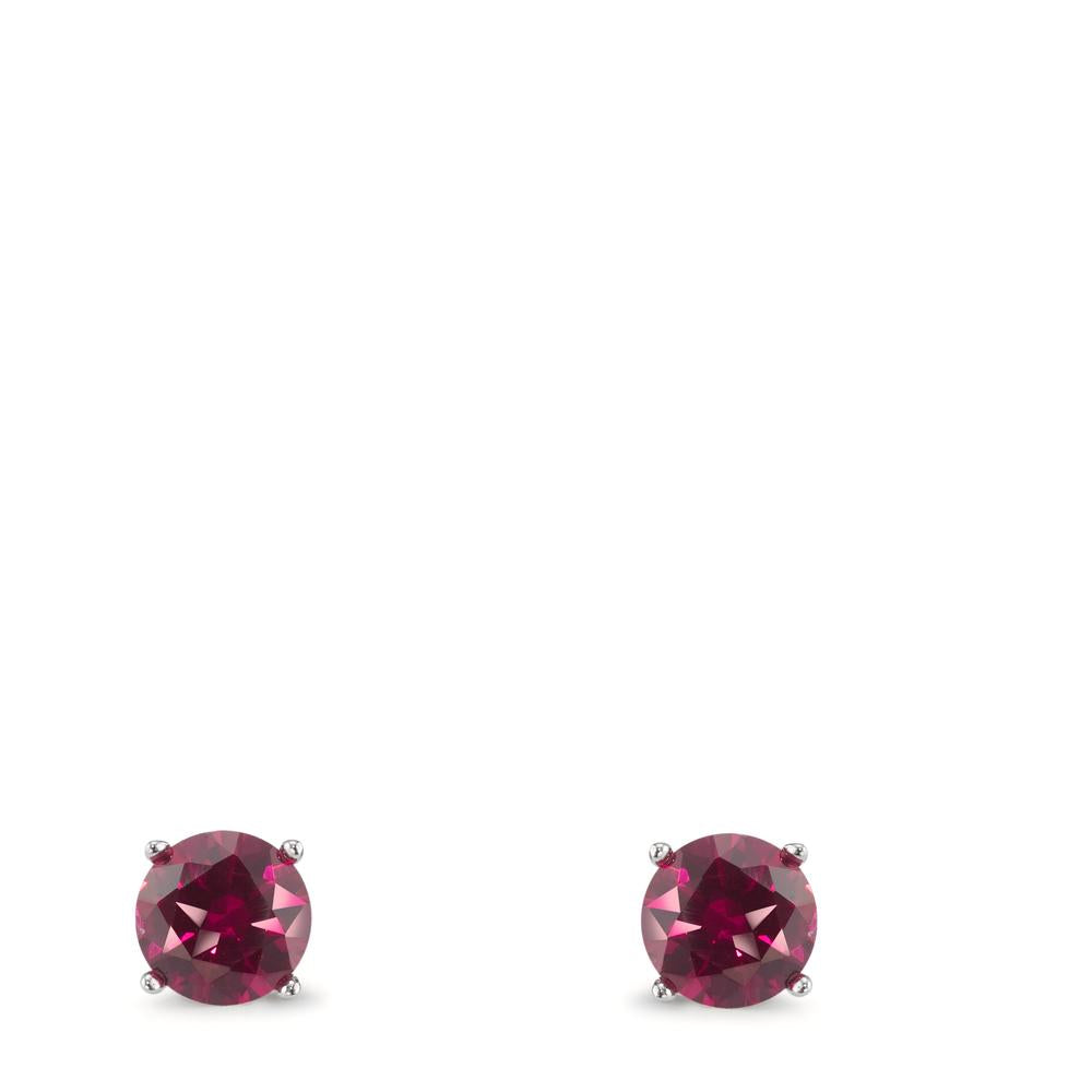 Ørestikker Sølv Zirconia bordeaux , 2 Sten rhodineret Ø6 mm