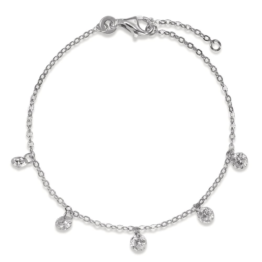 Armbånd Sølv Zirconia 5 Sten rhodineret 16-18 cm