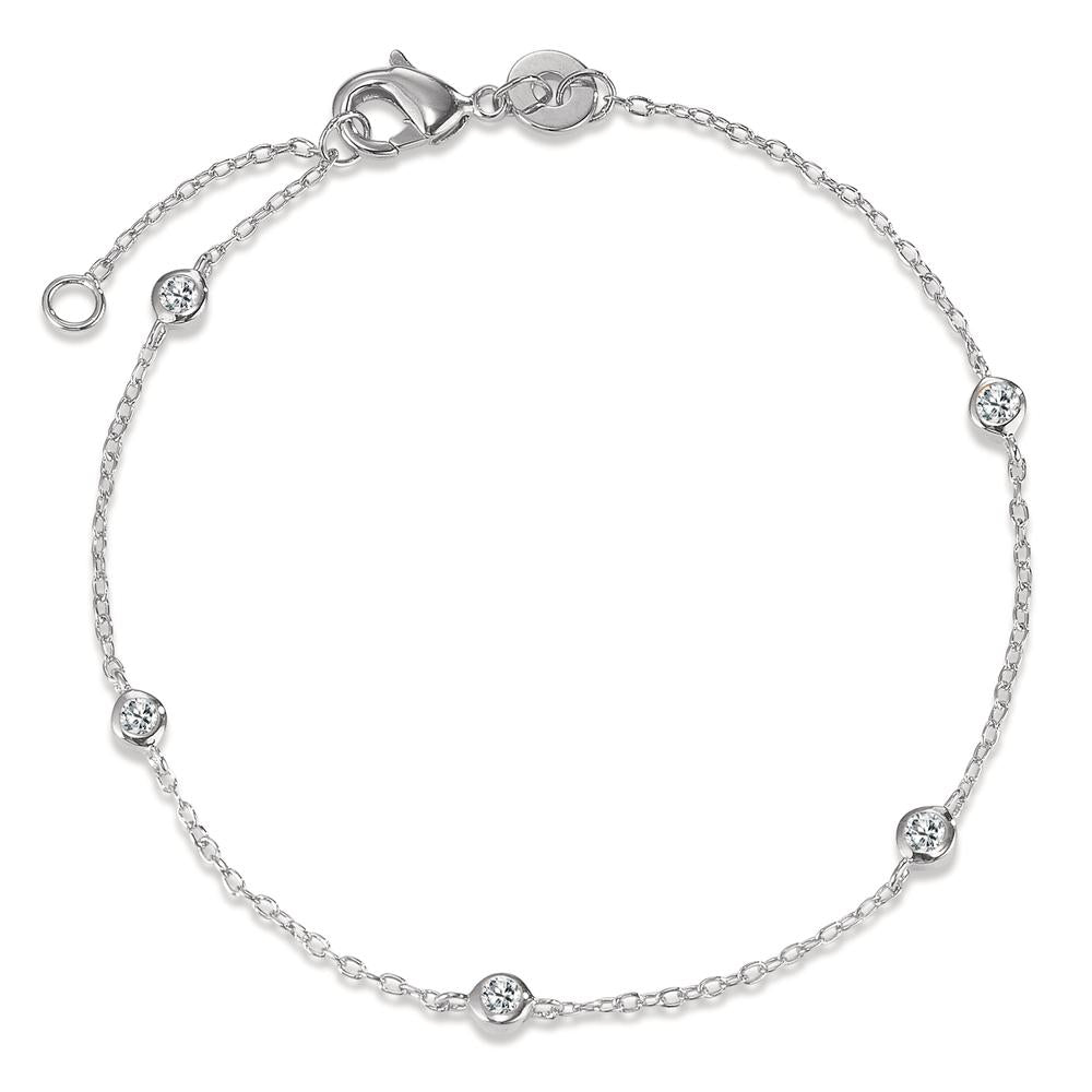 Armbånd Sølv Zirconia 5 Sten rhodineret 16.5-18.5 cm