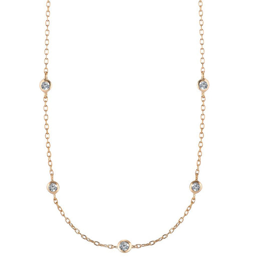 Collier Bronze Zirconia 5 Sten gul forgyldt 40-45 cm