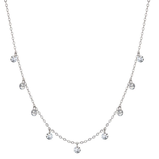 Collier Sølv Zirconia 9 Sten rhodineret 40-45 cm