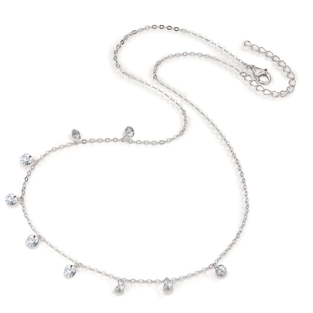 Collier Sølv Zirconia 9 Sten rhodineret 40-45 cm