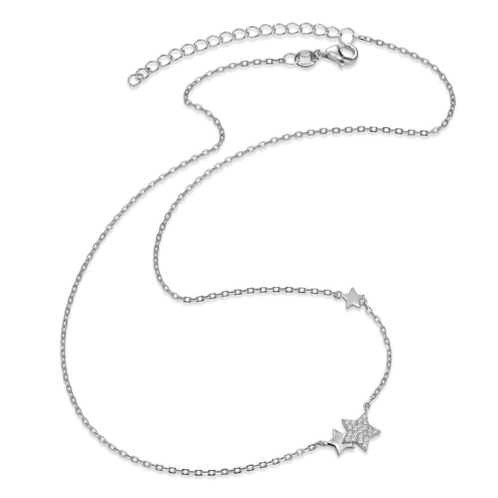 Collier Sølv Zirconia rhodineret stjerne 40-45 cm