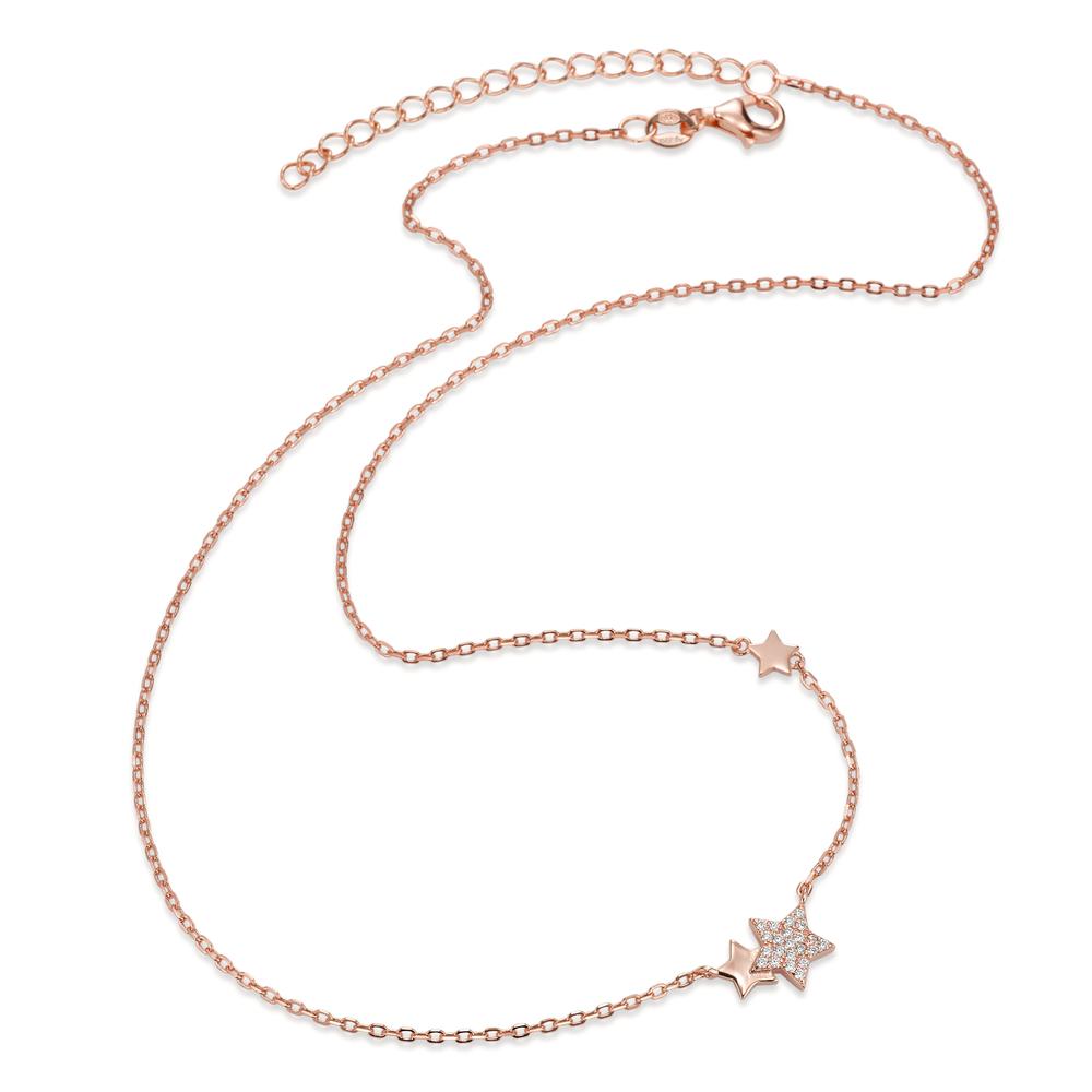 Collier Sølv Zirconia rose forgyldt stjerne 40-45 cm