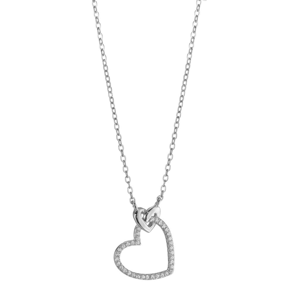 Collier Sølv Zirconia rhodineret Hjerte 40-45 cm