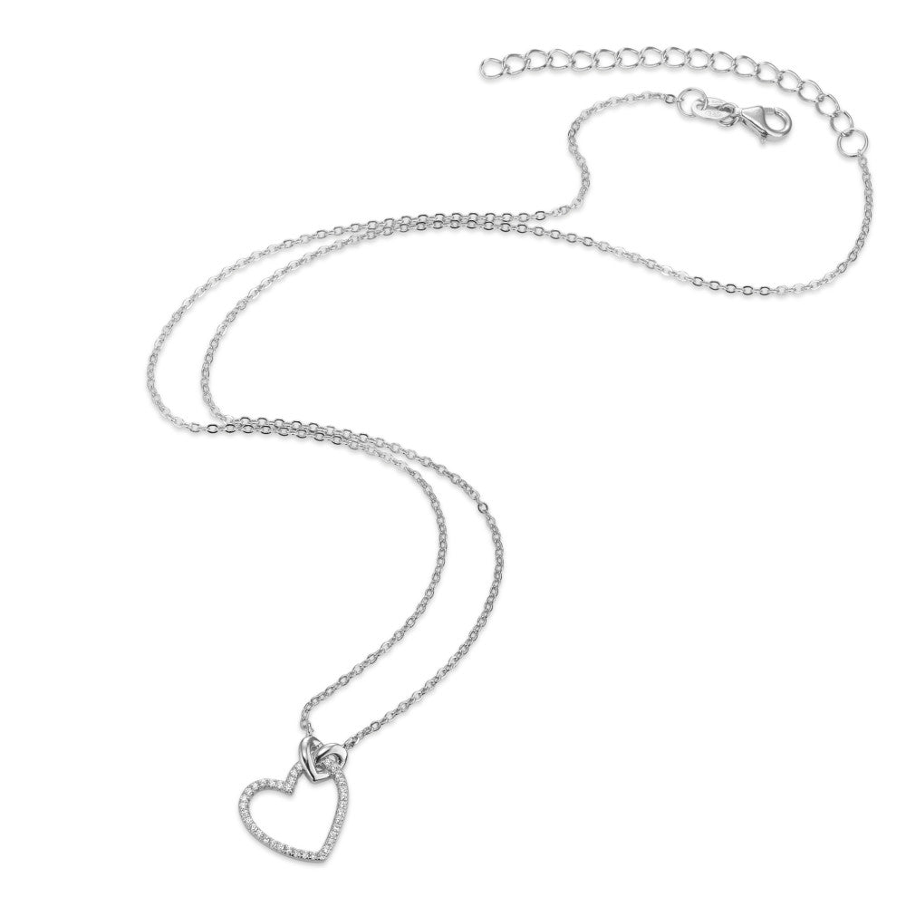 Collier Sølv Zirconia rhodineret Hjerte 40-45 cm