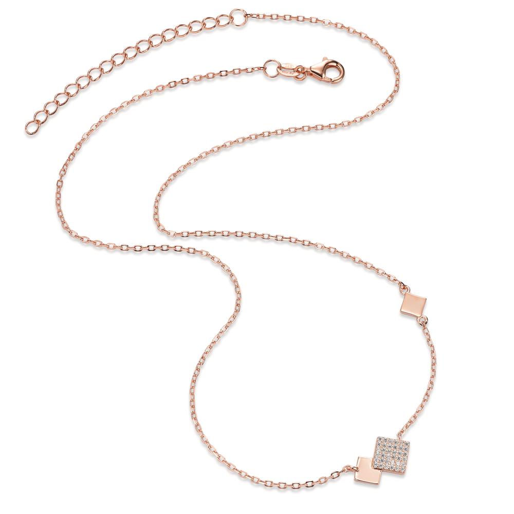 Collier Sølv Zirconia rose forgyldt 40-45 cm