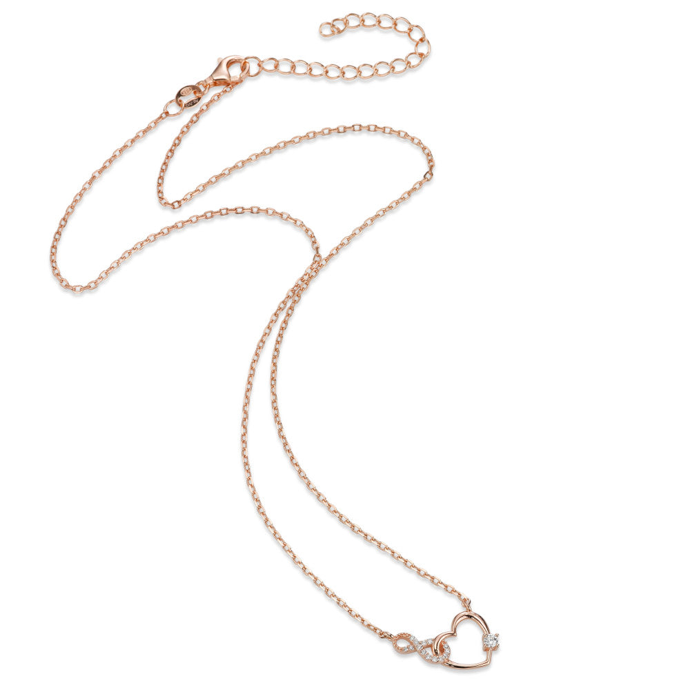 Collier Sølv Zirconia rose forgyldt Hjerte 40-45 cm